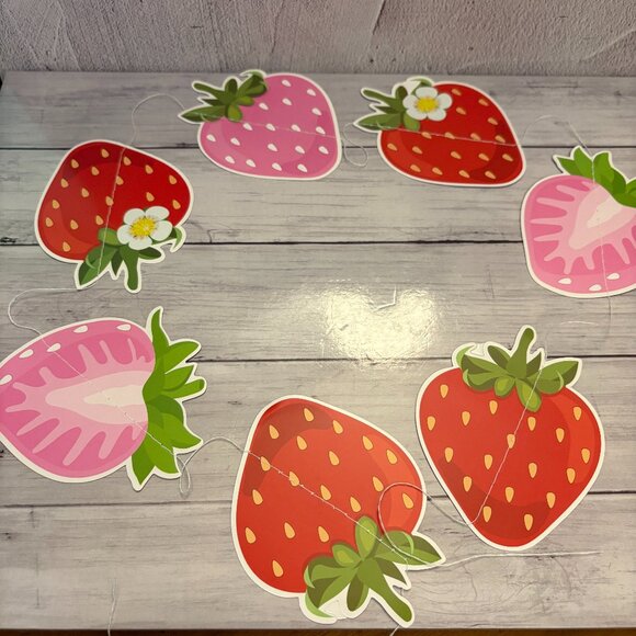 NEW Strawberry Garland Hanging Banner Party Decorations (5 pkgs) (SKU: 207MI) - Picture 1 of 4